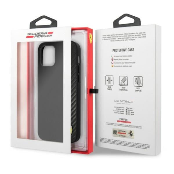 Ferrari FESAXHCP12MBK iPhone 12/12 Pro black hardcase On Track Carbon Stripe