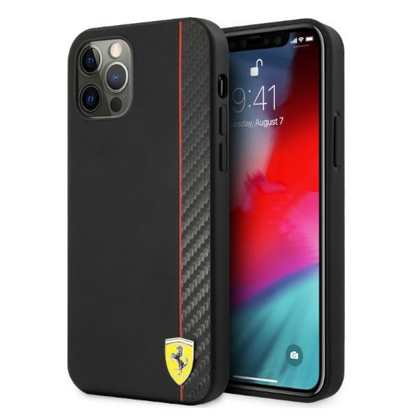 Ferrari FESAXHCP12LBK iPhone 12 Pro Max black hardcase On Track Carbon Stripe