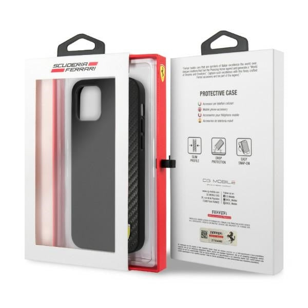 Ferrari FESAXHCP12LBK iPhone 12 Pro Max black hardcase On Track Carbon Stripe