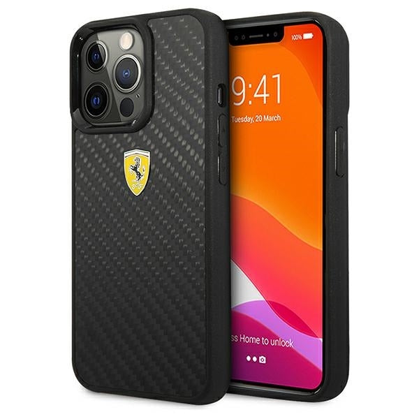 Ferrari FEHCP13LFCABK iPhone 13 Pro black hardcase On Track Real Carbon