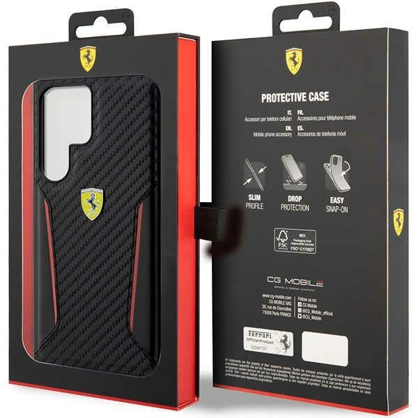 Ferrari FEHCS23LNPYK Galaxy S23 Ultra S918 black hardcase Carbon Contrast Edges