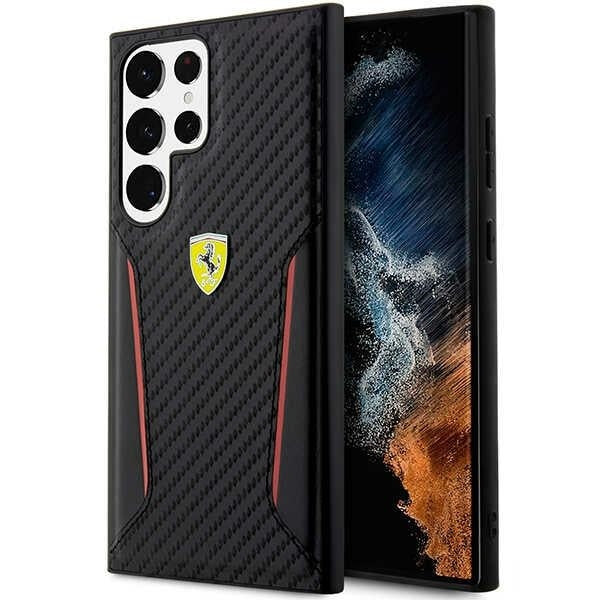 Ferrari FEHCS23LNPYK Galaxy S23 Ultra S918 black hardcase Carbon Contrast Edges