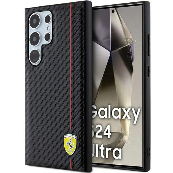 Ferrari Fehcs24ln3dur S24 Ultra S928 Black Hardcase en carbone imprimé