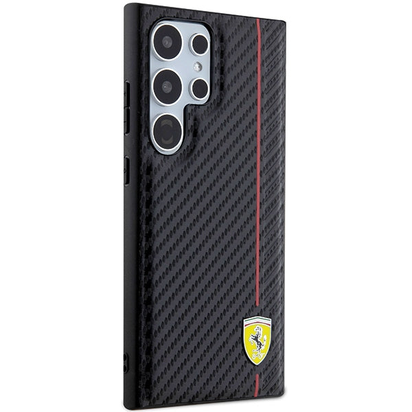 Ferrari FEHCS24LN3DUR S24 Ultra S928 Schwarzer Hardcase -Carbon -gedruckter Linie