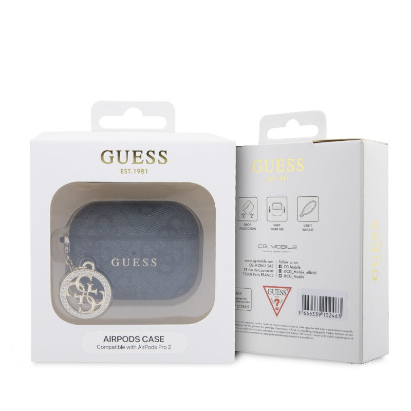 GUESS AIRPODS PRO 2 PU 4G W/ STRASS CHARM BLACK