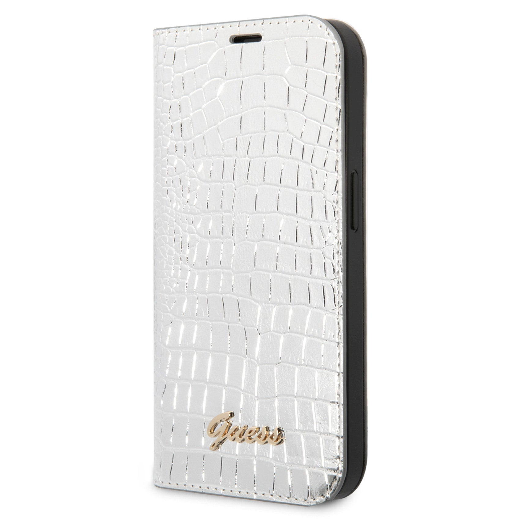 GUESS Apple iPhone 14 Plus BookCase Silver Croco