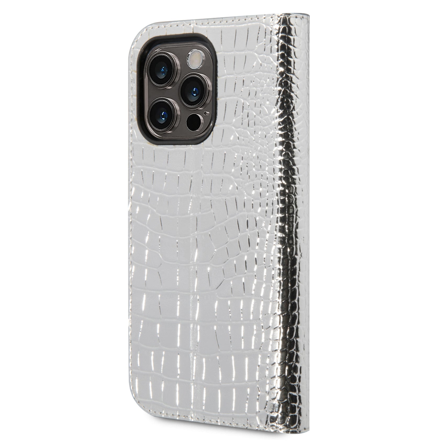 GUESS Apple iPhone 14 Pro Max Book Silver Croco Case