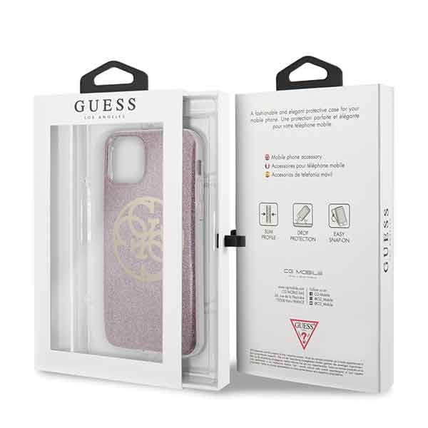 Guess GUHCN58PCUGLPI iPhone 11 Pro pink hard case 4G Circle Glitter