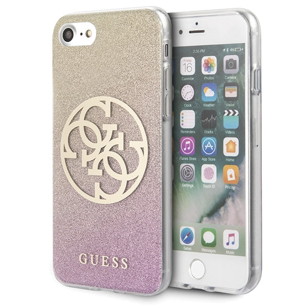 Guess GUHCI8PCUGLPGG iPhone 7/8/SE 2020 / SE 2022 gold pink hard case Glitter Gradient 4G Circle Logo