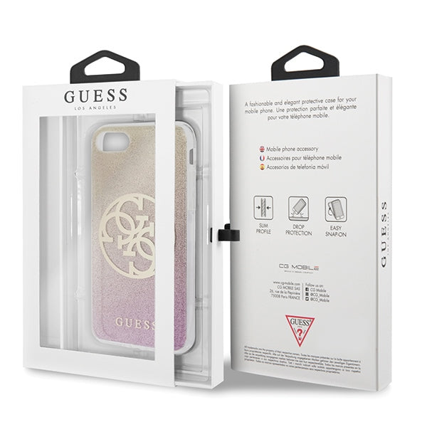 Guess GUHCI8PCUGLPGG iPhone 7/8/SE 2020 / SE 2022 gold pink hard case Glitter Gradient 4G Circle Logo