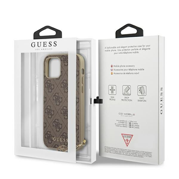 Guess GUHCP12LGF4GBR iPhone 12 Pro Max brown hardcase 4G Charms Collection