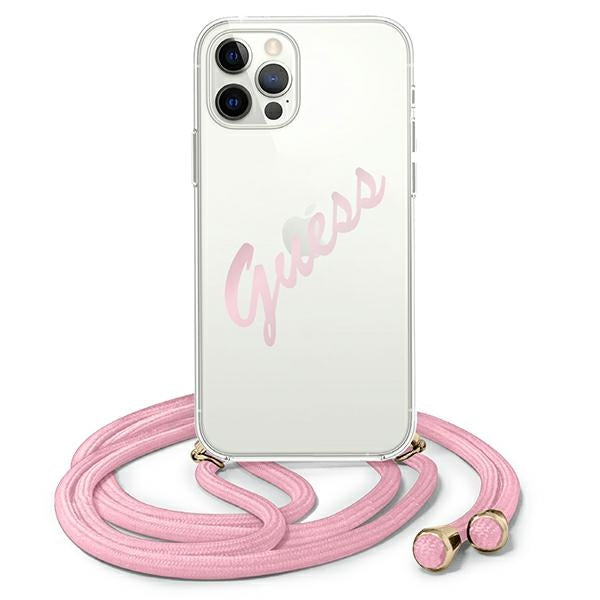Guess GUHCP12MCRTVSPI iPhone 12/12 Pro pink hardcase Script Vintage