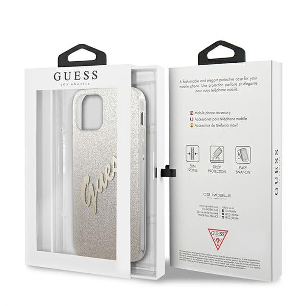 Guess GUHCP12SPCUGLSGO iPhone 12 mini gold hardcase Glitter Gradient Script