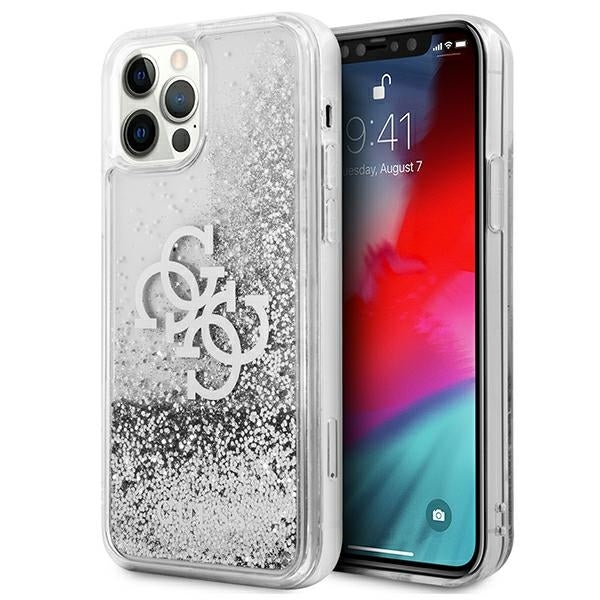 Guess GUHCP12LLG4GSI iPhone 12 Pro Max silver hardcase 4G Big Liquid Glitter