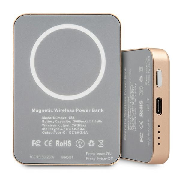 Guess Powerbank inductive 5W GUPBMSVSLG 3000mAh gold MagSafe