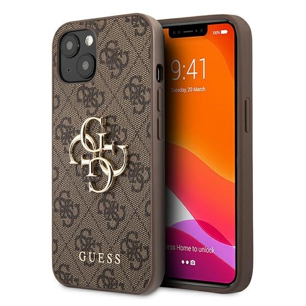 Guess GUHCP13S4GMGBR iPhone 13 mini brown hardcase 4G Big Metal Logo