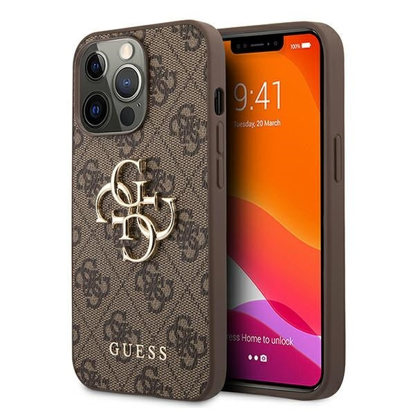 Guess GUHCP13L4GMGBR iPhone 13 Pro Brown Hardcase 4G Big Metal Logo