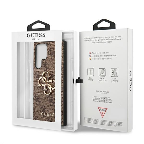 Guess GUHCS22L4GMGBR S908 S22 Ultra brown hardcase 4G Big Metal Logo