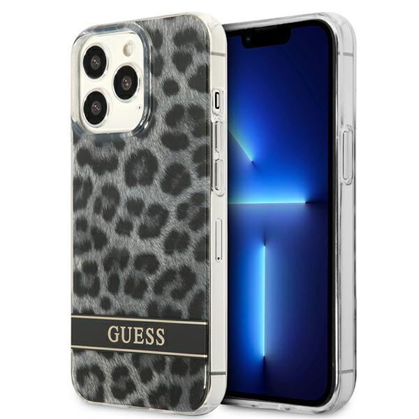 Guess GUHCP13LH STOK iPhone 13 Pro Grey Hard Case Leopard