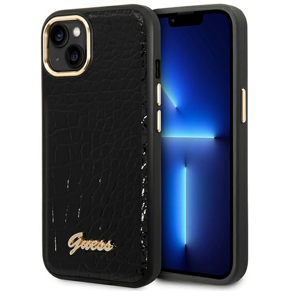 Guess GUHCP14MHGCRHK iPhone 14 Plus/ 15 Plus black hardcase Croco Collection