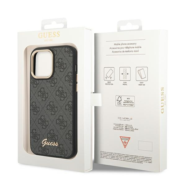 Guess GUHCP14XHG4SHK iPhone 14 Pro Max black hard case 4G Vintage Gold Logo