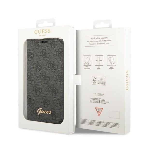 Guess GUBKP14LHG4SHK iPhone 14 Pro black book 4G Vintage Gold Logo