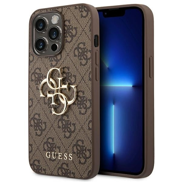 Guess GUHCP14L4GMGBR iPhone 14 Pro brown hardcase 4G Big Metal Logo