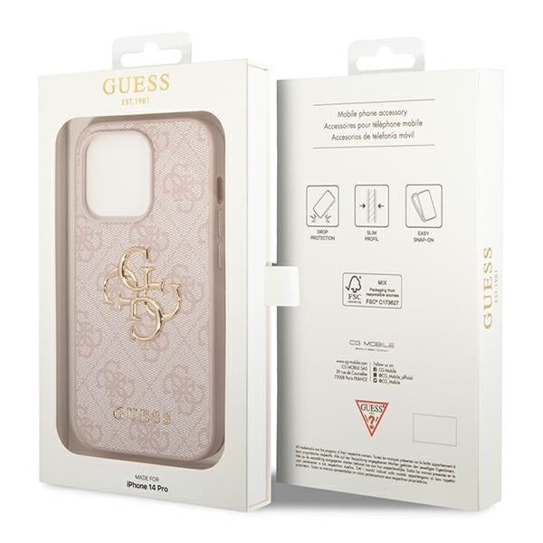 Guess GUHCP14X4GMGPI iPhone 14 Pro Max Pink hardcase 4G Big Metal Logo