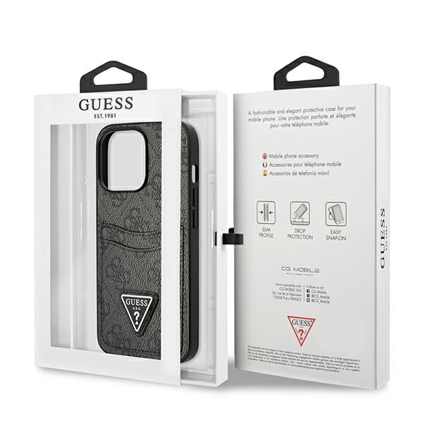 Guess GUHCN65P4TPK iPhone 11 Pro Max black hardcase 4G Triangle Logo Cardslot