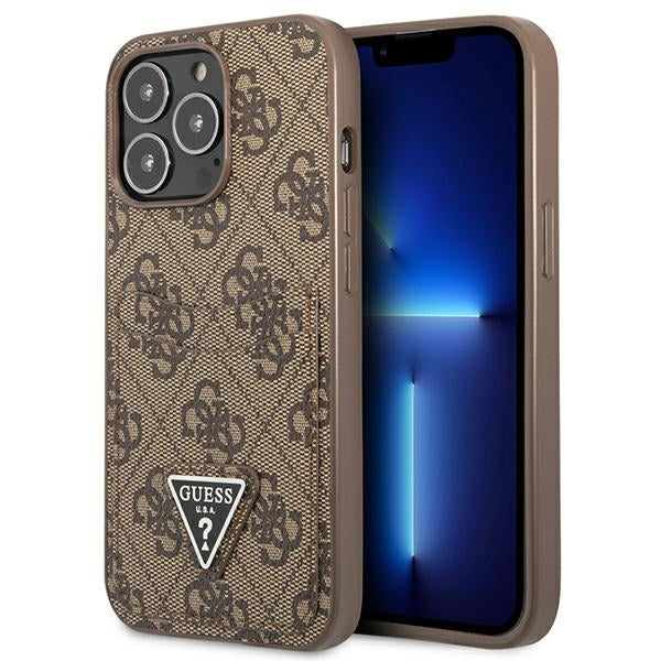 Guess GUHCP13LP4TPW iPhone 13 Pro / 13 brown hardcase 4G Triangle Logo Cardslot
