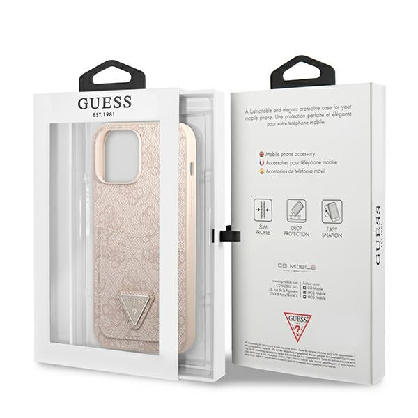 Guess GUHCP13XP4TPP iPhone 13 Pro Max Pink hardcase 4G Triangle Logo Cardslot