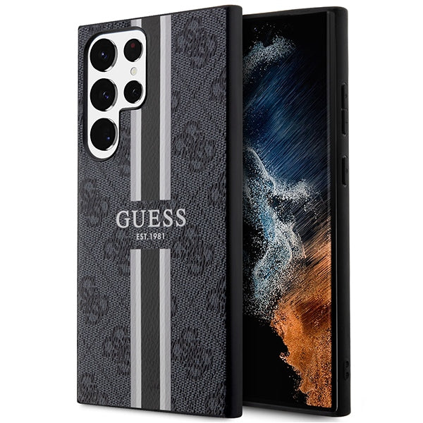 Guess GUHCS23LP4RPSK Galaxy S23 Ultra S918 black hardcase 4G Printed Stripe