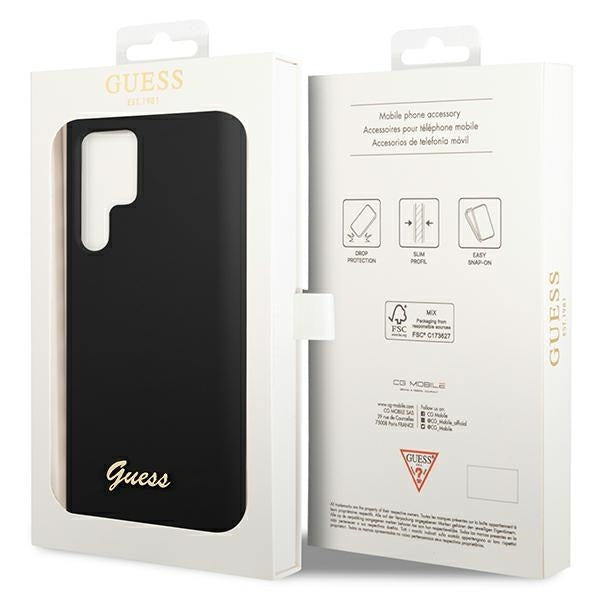 Guess GUHCS23LSLSMK S23 Ultra S918 black hardcase Silicone Vintage Gold Logo