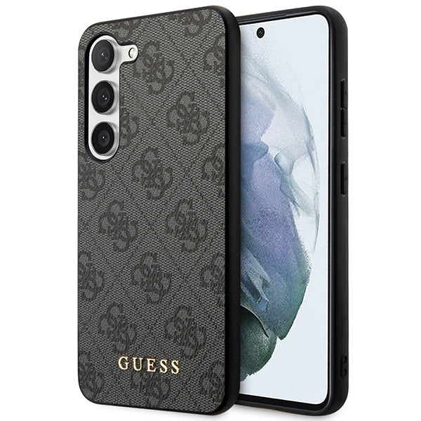 Guess GUHCS23MG4GFGR S23+ S916 GRAU Hardcase 4G Metall Gold Logo