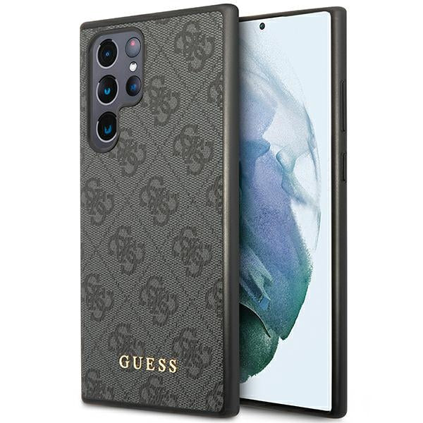 Guess GUHCS23LG4GFGR S23 Ultra S918 Grey hardcase 4G Metal Gold Logo