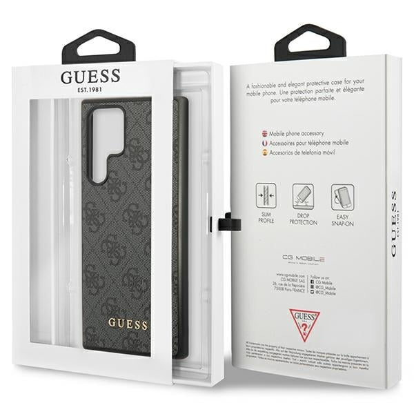 Guess GUHCS23LG4GFGR S23 Ultra S918 Grey hardcase 4G Metal Gold Logo