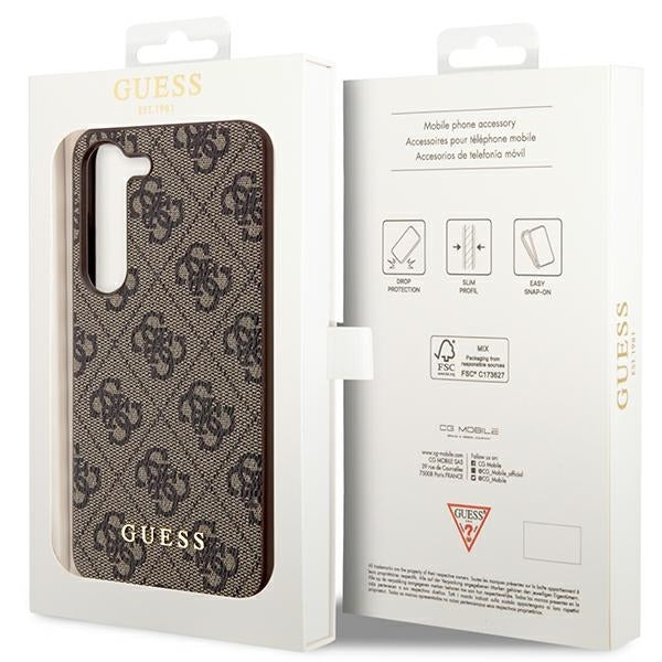 Guess GUHCS23MG4GFBR Galaxy S23+ S916 brown hard case 4G Metal Gold Logo