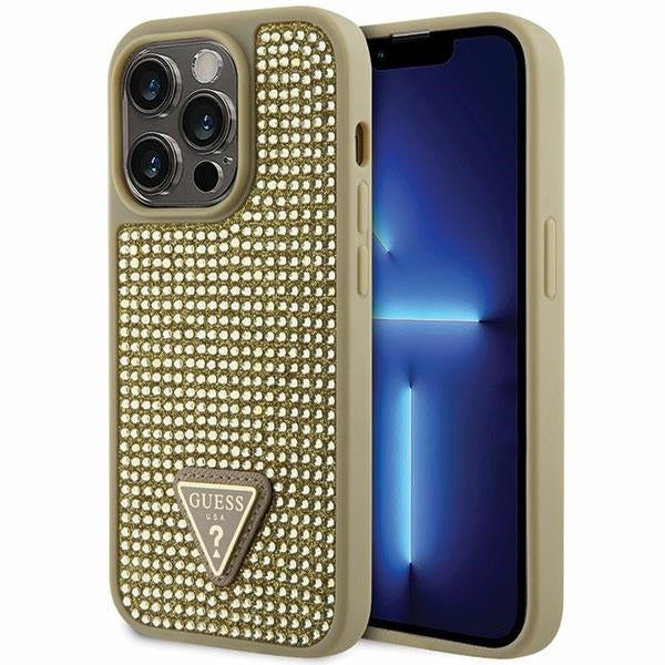 Guess GUHCP16LHDGTPD Hardcase Rhinestone Triangle Logo Gold for iPhone 16 Pro