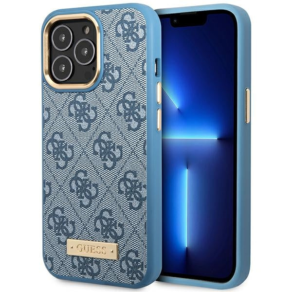 Guess GUHMP14LU4GPRB iPhone 16 Pro Blue hardcase 4G Logo Plate MagSafe