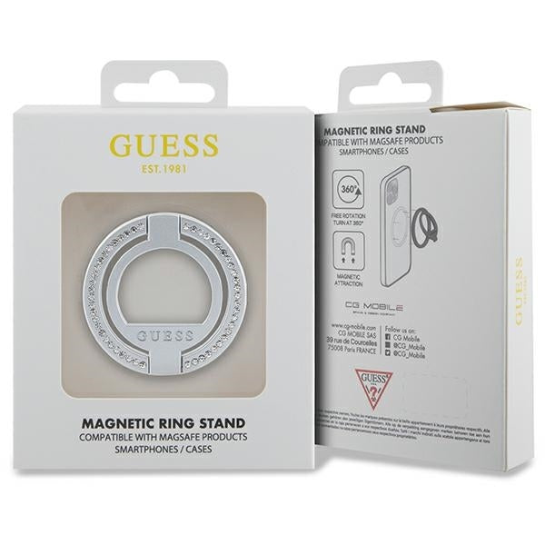 Guess MagSafe Ring stand GUMRSALDGS silver Rhinestone