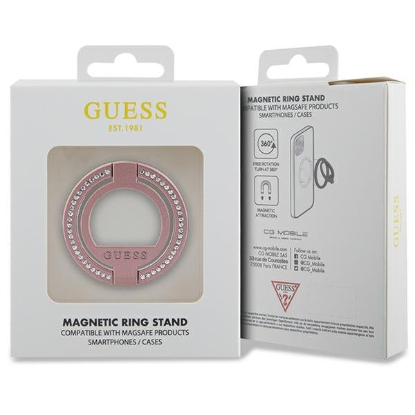 Guess MagSafe Ring stand GUMRSALDGP pink Rhinestone