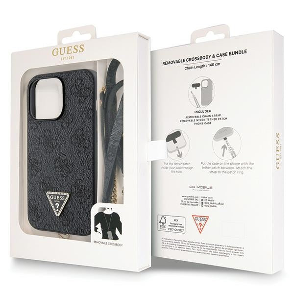 Guess GUHCP13LP4TDSCPK iPhone 13 Pro black hardcase Strass Crossbody 4G Metal Logo