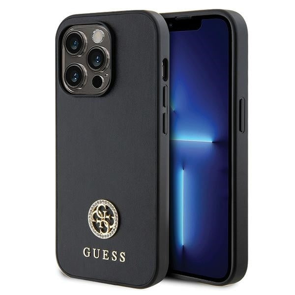 Guess GUHCP13LPS4DGPK iPhone 13 Pro black hardcase Strass Metal Logo