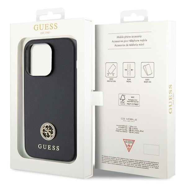 Guess GUHCP14LPS4DGPK iPhone 14 Pro Black hardcase Strass Metal Logo