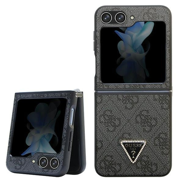 Guess GuHCZF5P4TDPK Galaxy F731 Z FLIP5 Black Hardcase Leather 4G Diamond Triangle