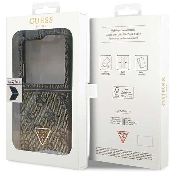 Guess Guhczf5p4tdpw Galaxy F731 z flip5 brouwn hardcase lederen 4G Triangle Strass