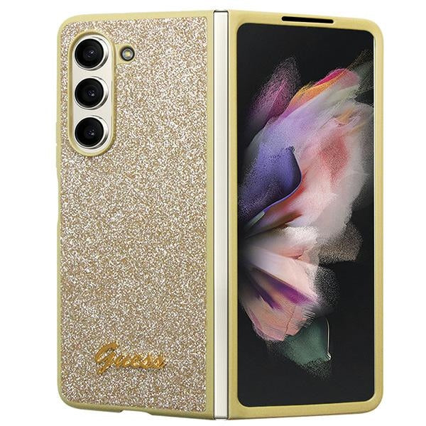 Guess GUHCZFD5HGGSHD F946 Z Fold5 gold hardcase Glitter Script