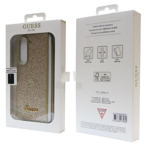 Guess GUHCZFD5HGGSHD F946 Z Fold5 gold hardcase Glitter Script