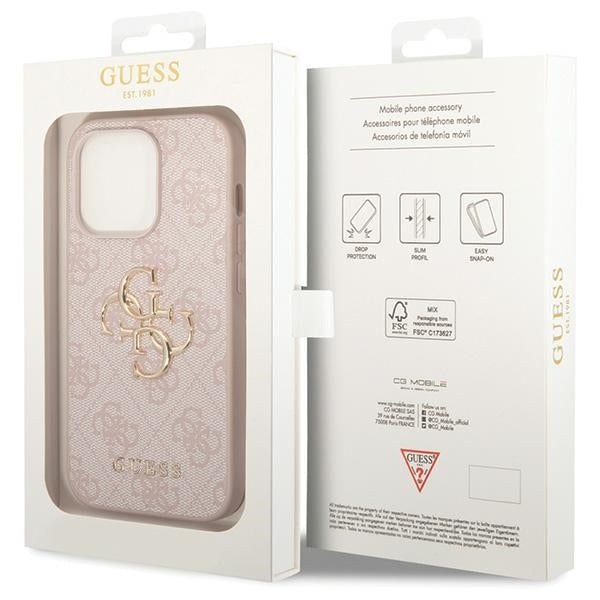 Guess GUHCP15L4GMGPI iPhone 15 Pro Pink hardcase 4G Big Metal Logo