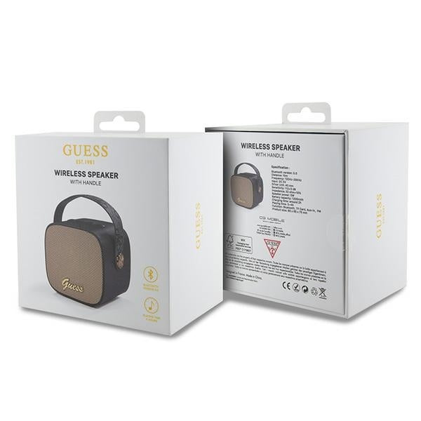 Guess speaker Bluetooth GUWSB2P4SMK Speaker mini black 4G Leather Script Logo with Strap